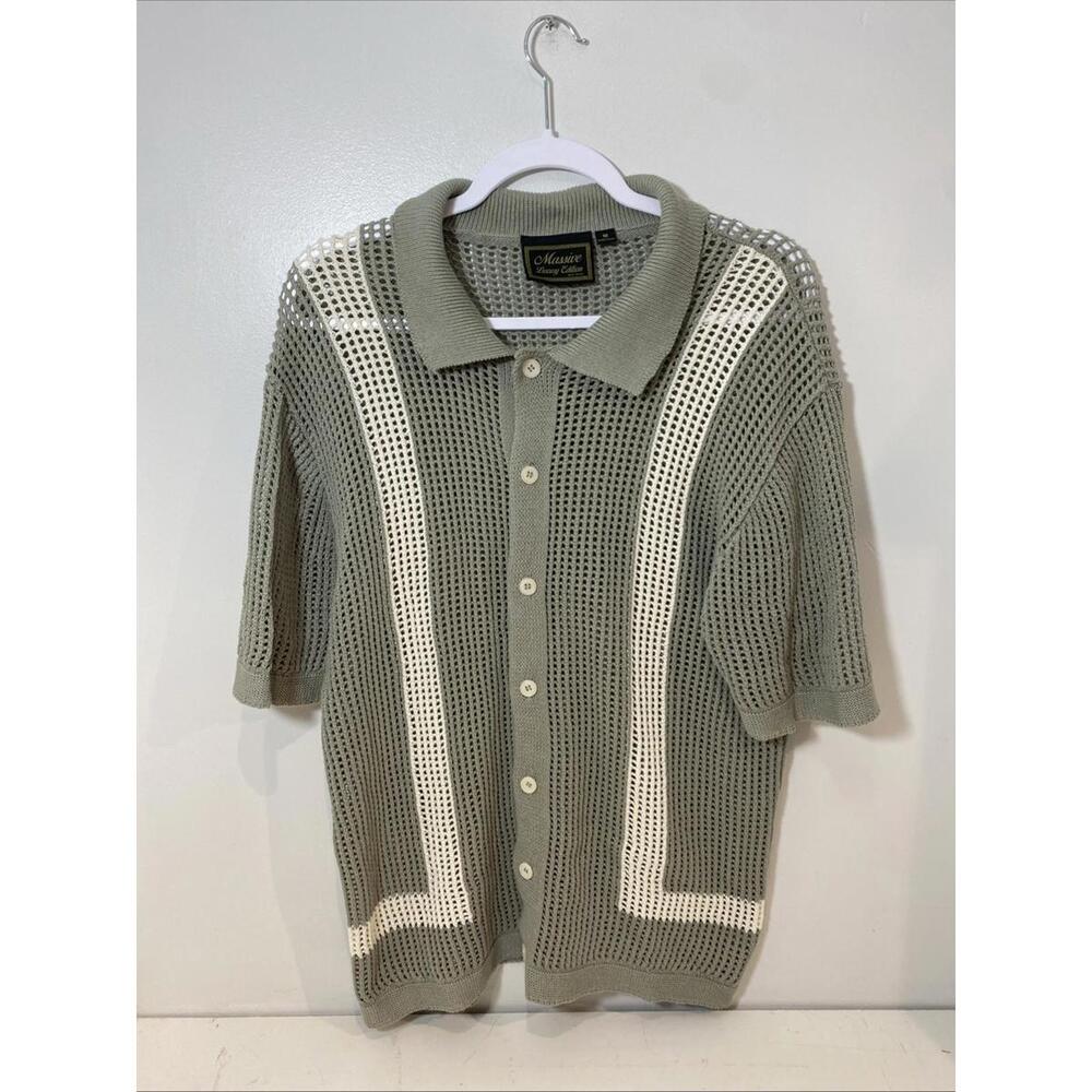 Massive Luxury Edition Men’s MediumSweater Crochet Knit Polo Shirt